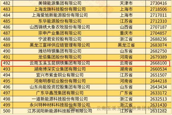 玉昆钢铁集团荣登2024中国民营企业500强及中国制造业民营企业500强榜单(图1)