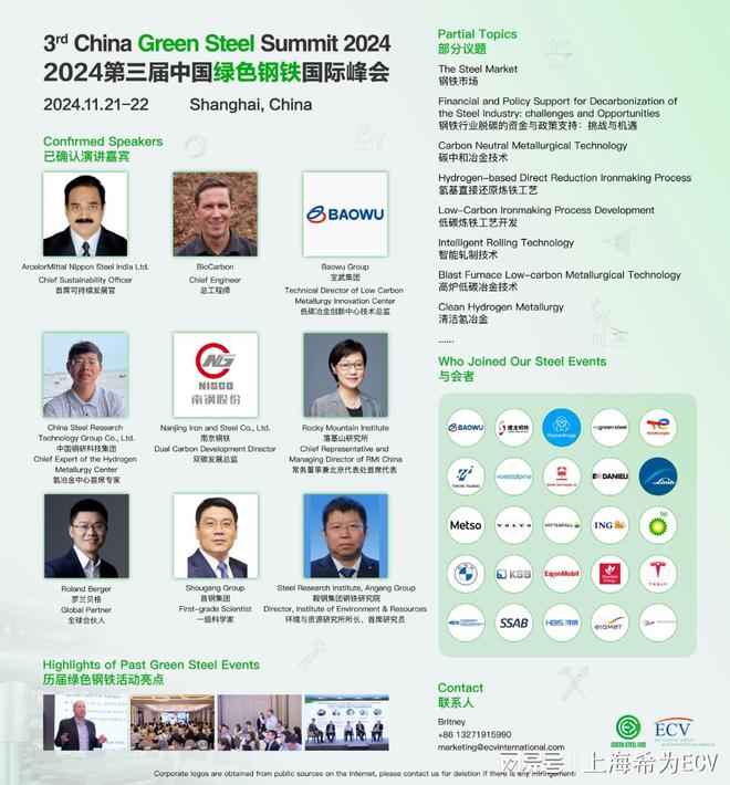 宝武集团、南京钢铁等将出席2024中国绿色钢铁峰会大会(图1)